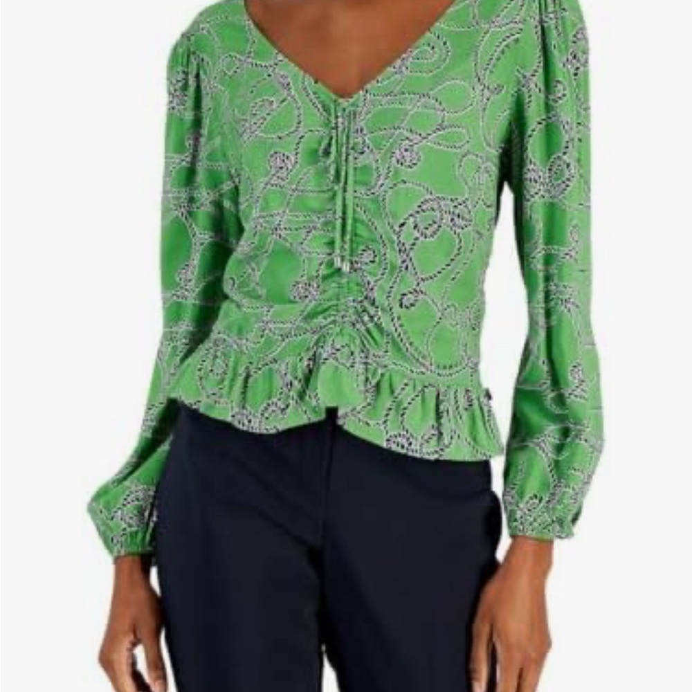 Green Patterned Women's Top